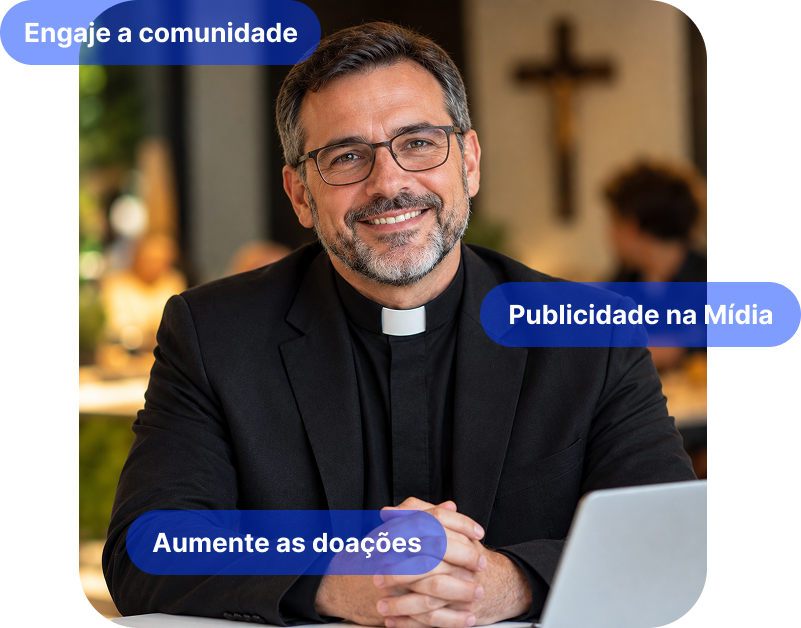 Padre engajando a comunidade da igreja com apoio da Patrinu